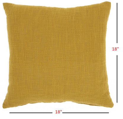 Mustard Solid Woven Throw Pillow