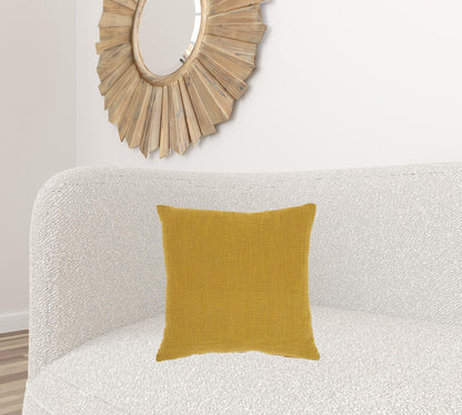 Mustard Solid Woven Throw Pillow