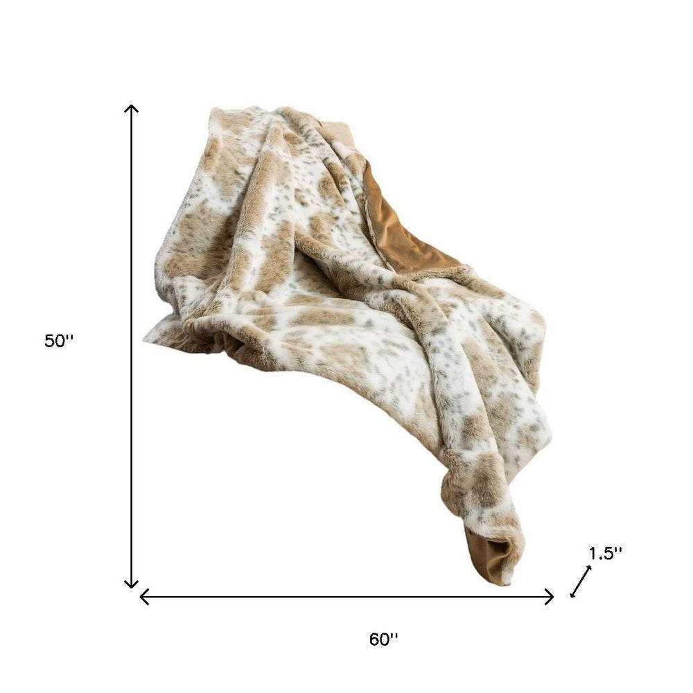 Brown And White Faux Fur Ombre Plush Throw HomeRoots