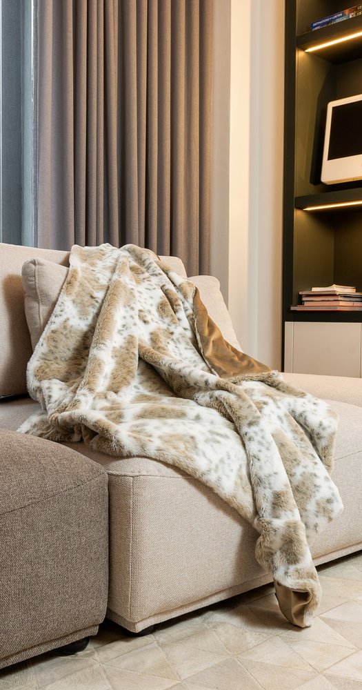 Brown And White Faux Fur Ombre Plush Throw HomeRoots