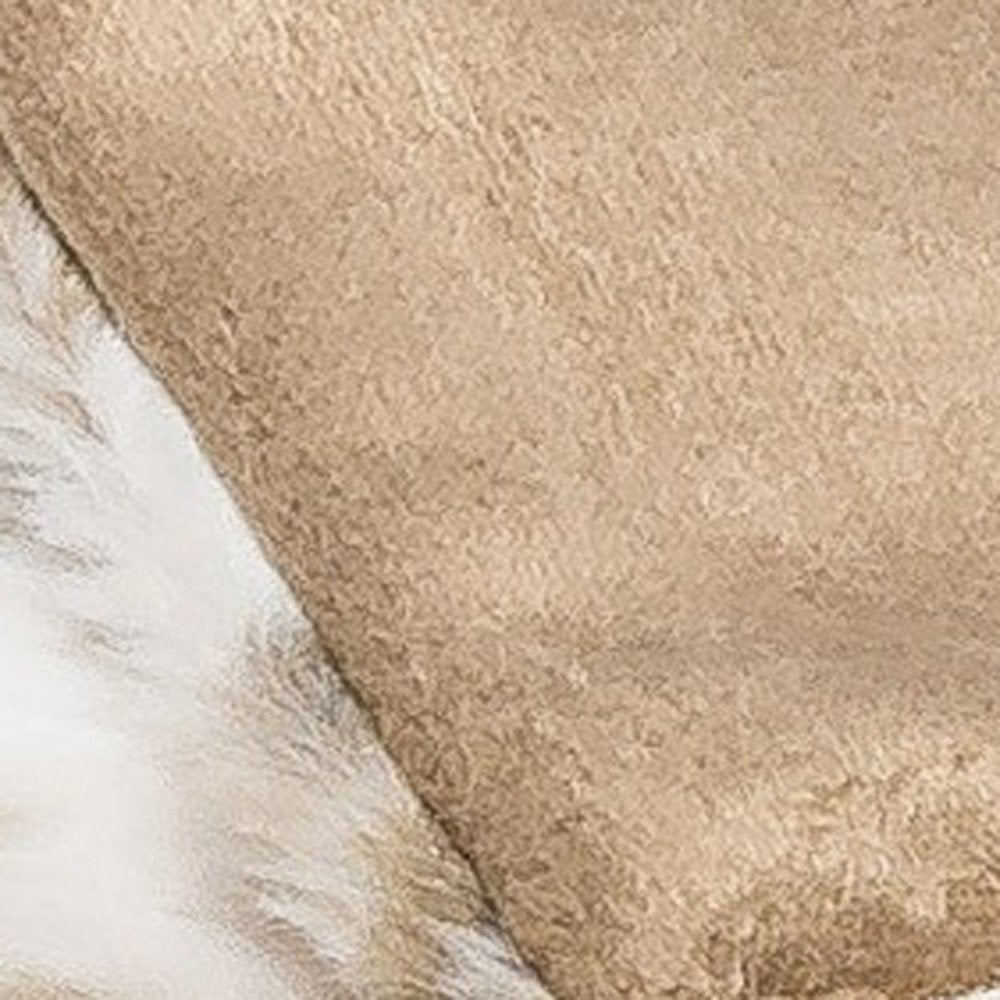 Brown And White Faux Fur Ombre Plush Throw HomeRoots