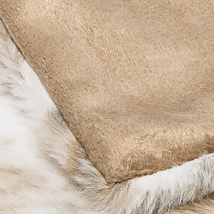 Brown And White Faux Fur Ombre Plush Throw