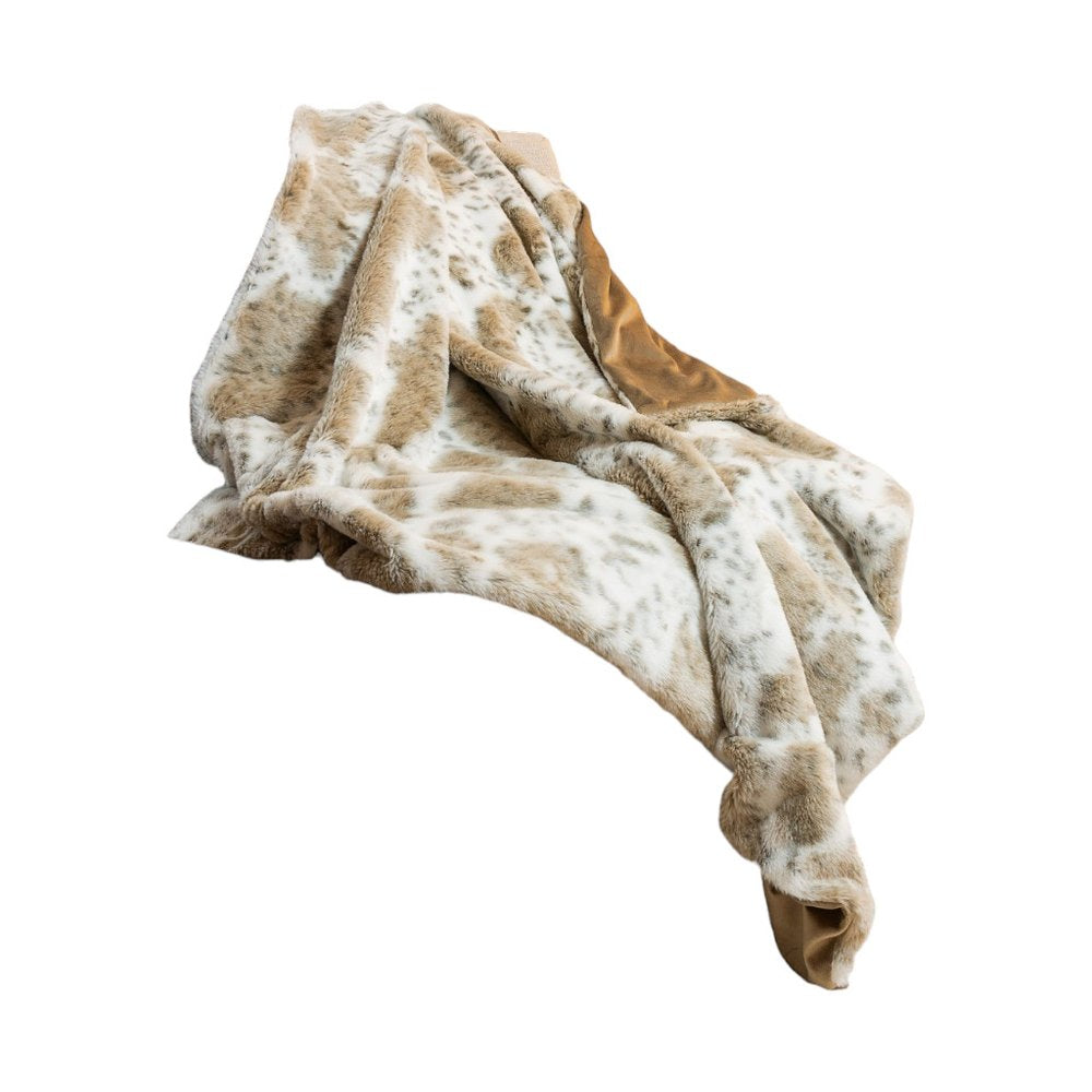 Brown And White Faux Fur Ombre Plush Throw — view 3
