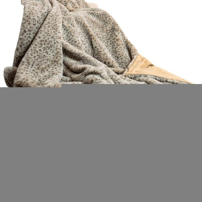 50" X 60" Brown and Taupe Faux Fur Animal Print Plush Throw Blanket HomeRoots