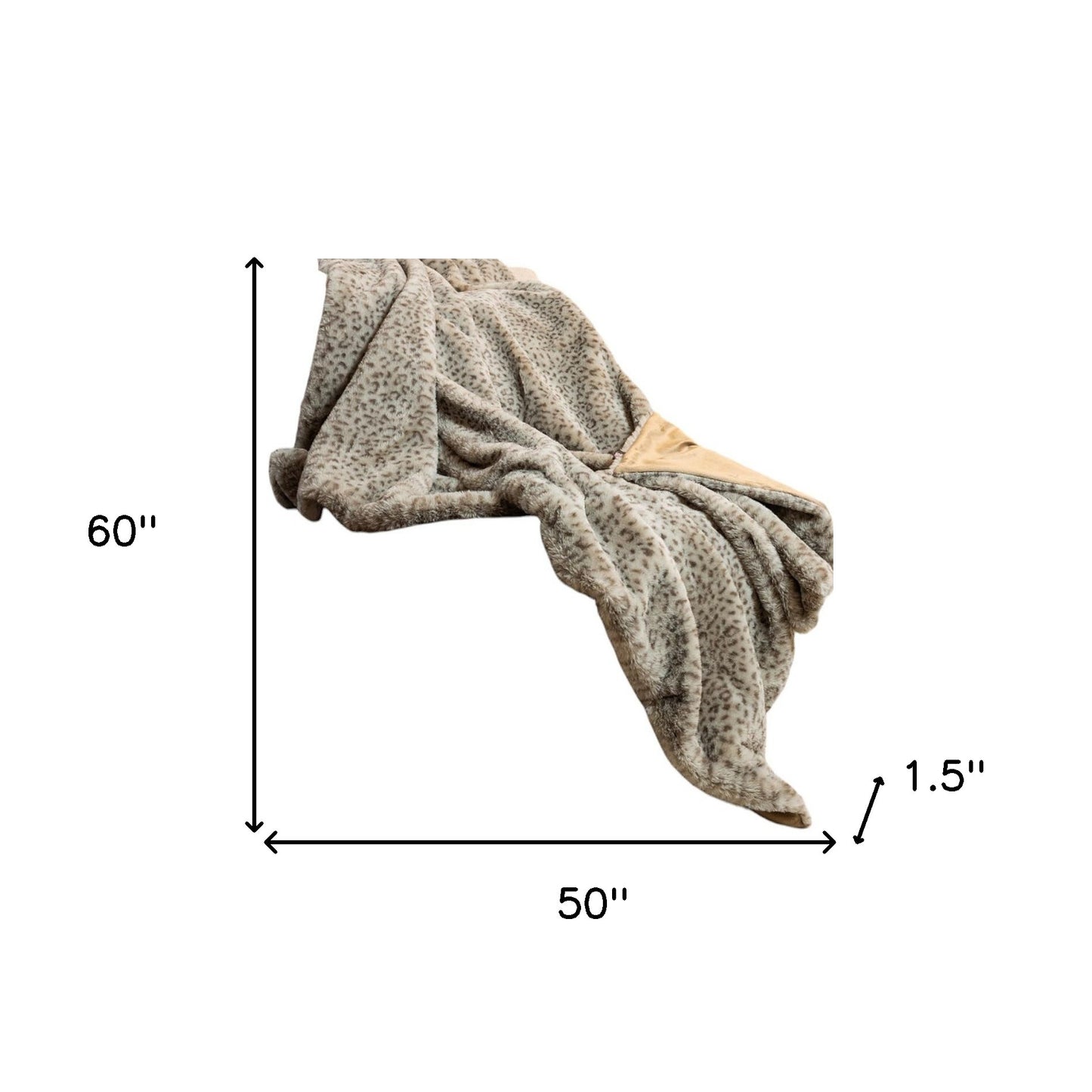 50" X 60" Brown and Taupe Faux Fur Animal Print Plush Throw Blanket