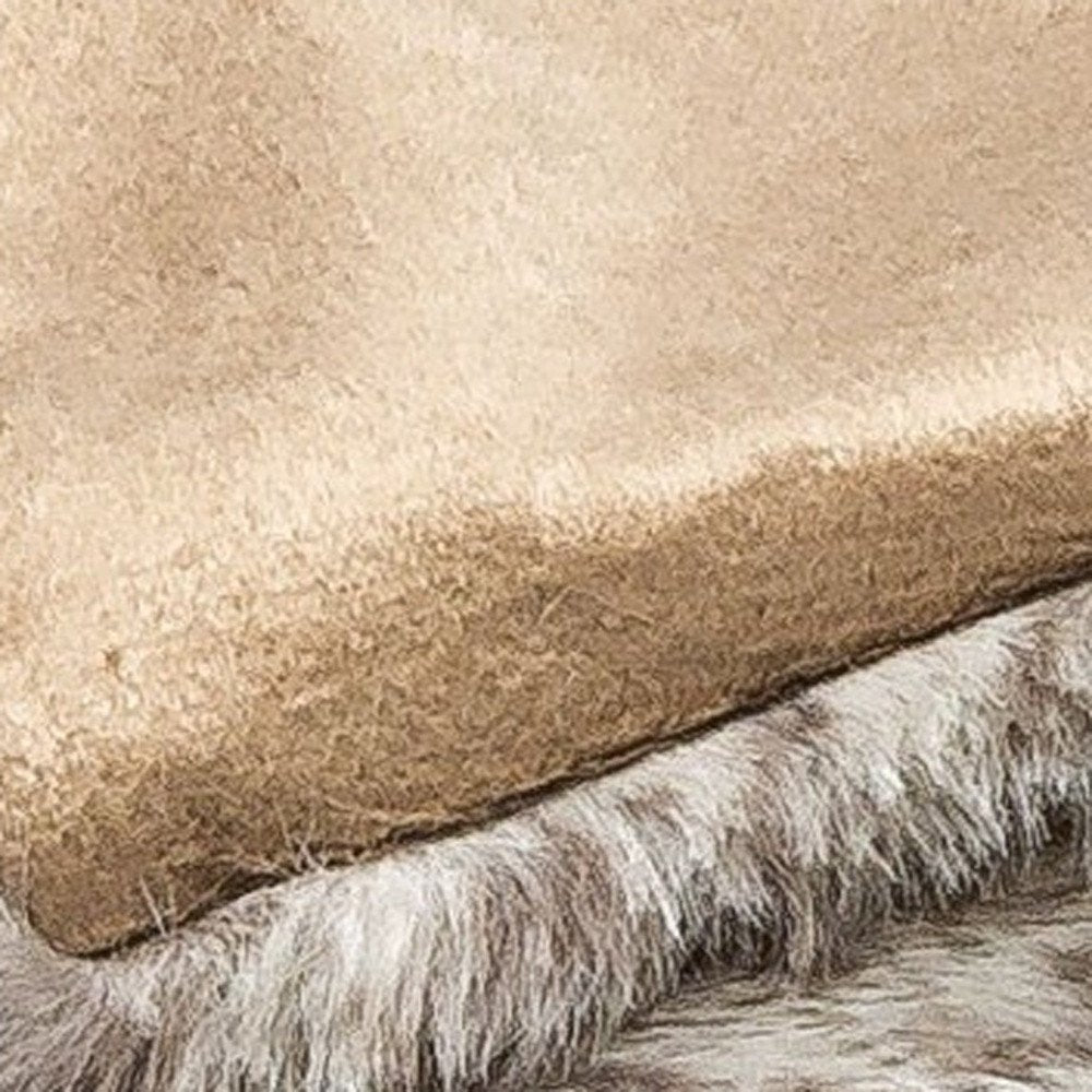 50" X 60" Brown and Taupe Faux Fur Animal Print Plush Throw Blanket — view 2