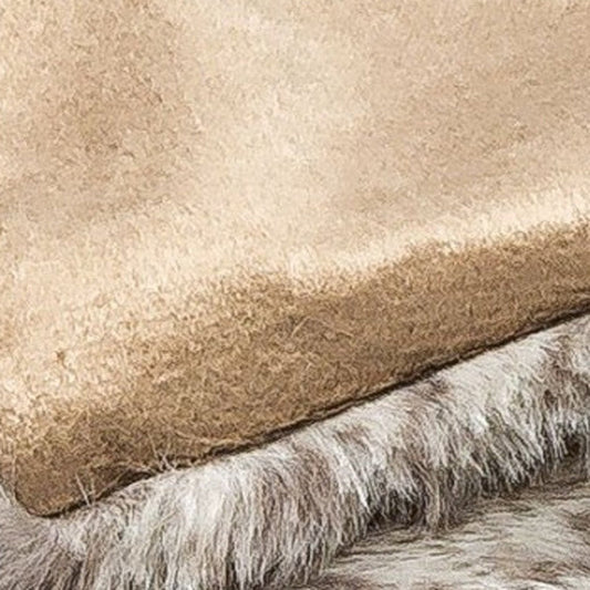 50" X 60" Brown and Taupe Faux Fur Animal Print Plush Throw Blanket HomeRoots