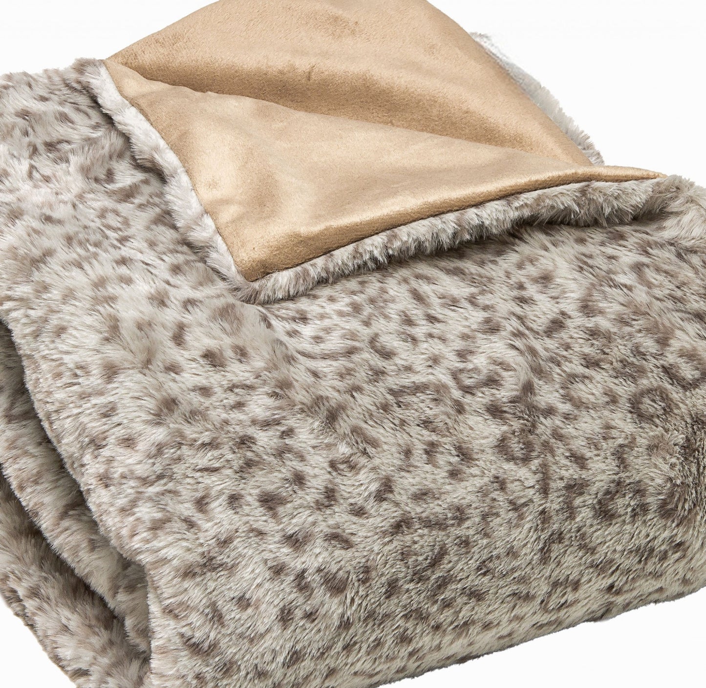 Brown Faux Fur Animal Print Plush Throw