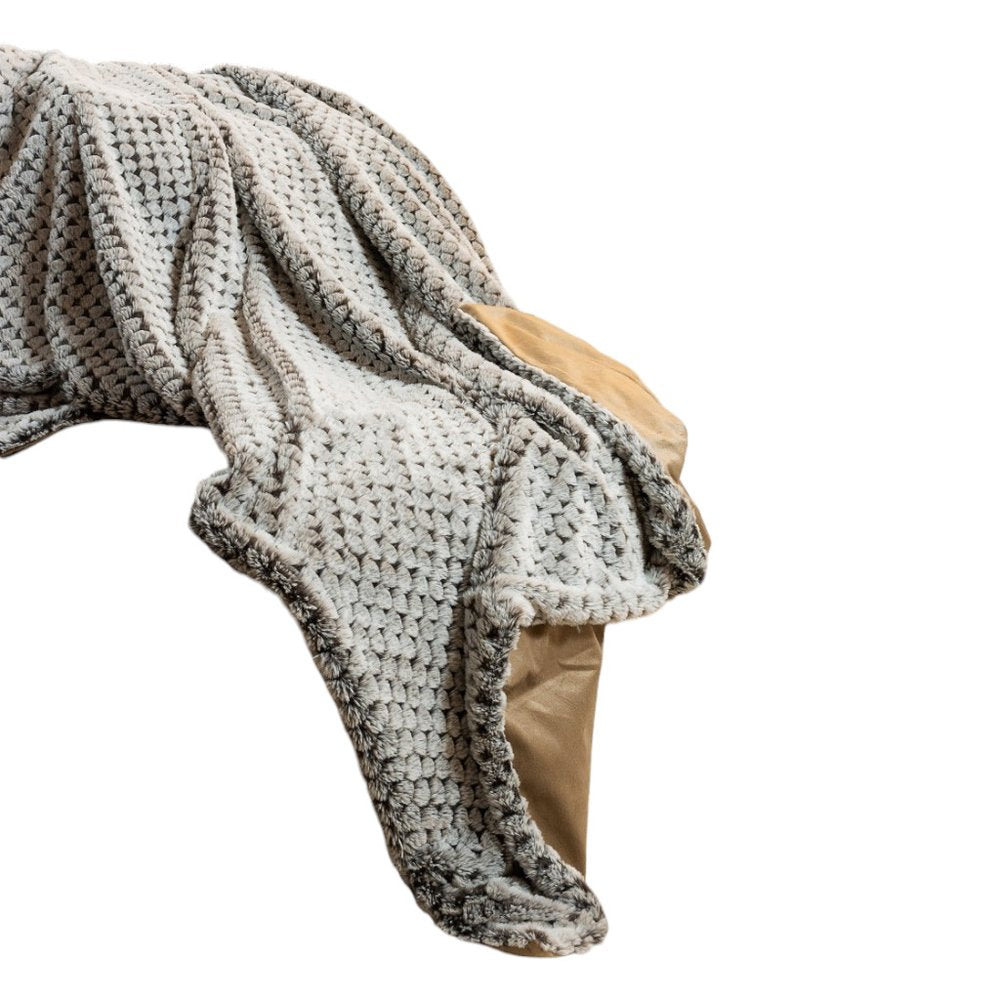 Brown Faux Fur Ombre Plush Throw — view 2