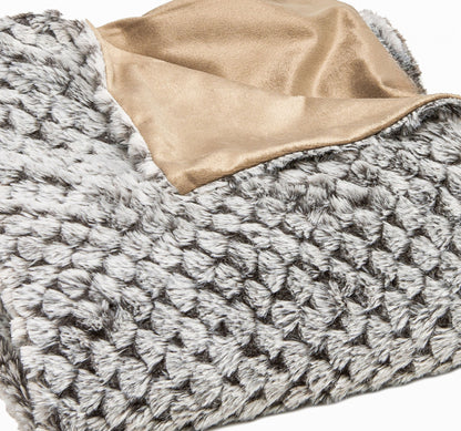 Brown Faux Fur Ombre Plush Throw