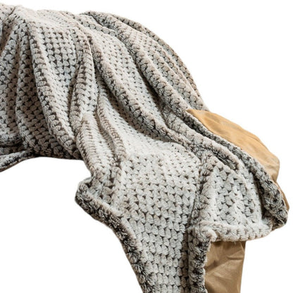 Brown Faux Fur Ombre Plush Throw HomeRoots