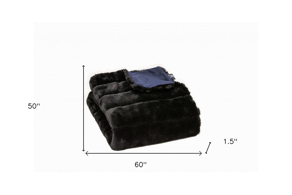 50" X 60" Black Faux Fur Plush Throw Blanket — view 5