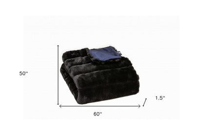 50" X 60" Black Faux Fur Plush Throw Blanket HomeRoots