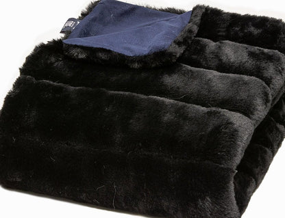 60" X 2" Black Faux Fur Plush Throw Blanket HomeRoots