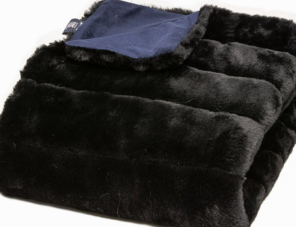 60" X 2" Black Faux Fur Plush Throw Blanket