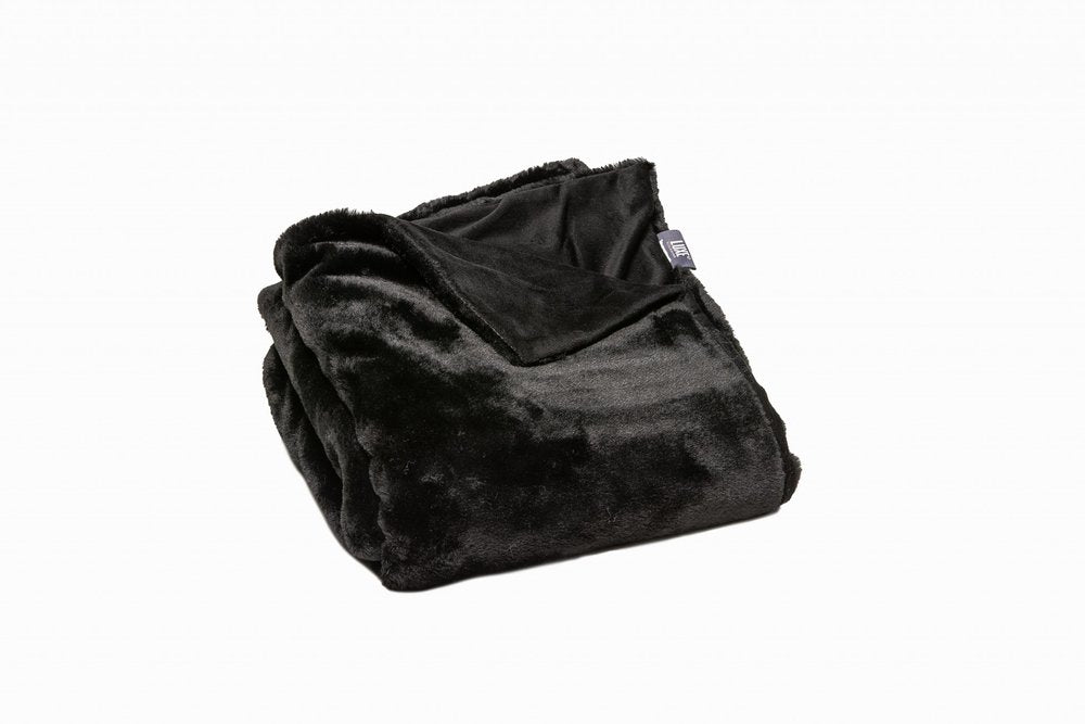 60" X 2" Black Faux Fur Plush Throw Blanket HomeRoots