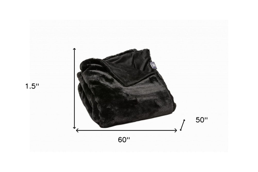60" X 2" Black Faux Fur Plush Throw Blanket HomeRoots
