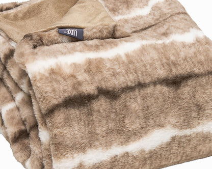 Beige Faux Fur Ombre Plush Throw