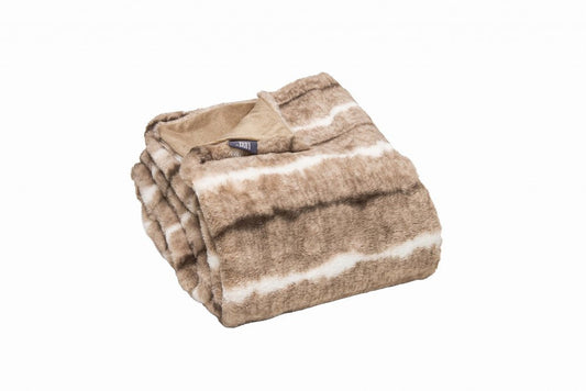 Beige Faux Fur Ombre Plush Throw HomeRoots