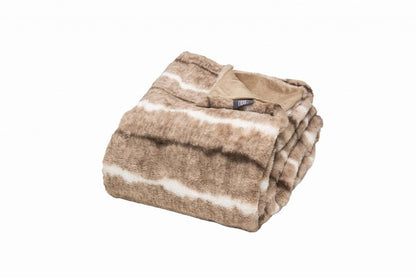 Beige Faux Fur Ombre Plush Throw HomeRoots