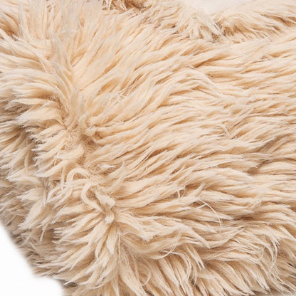 Beige Wool Solid Color Plush Throw