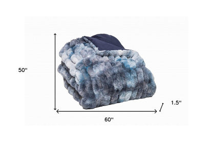 Chunky Sectioned Shades Of Blue Faux Fur Throw Blanket HomeRoots
