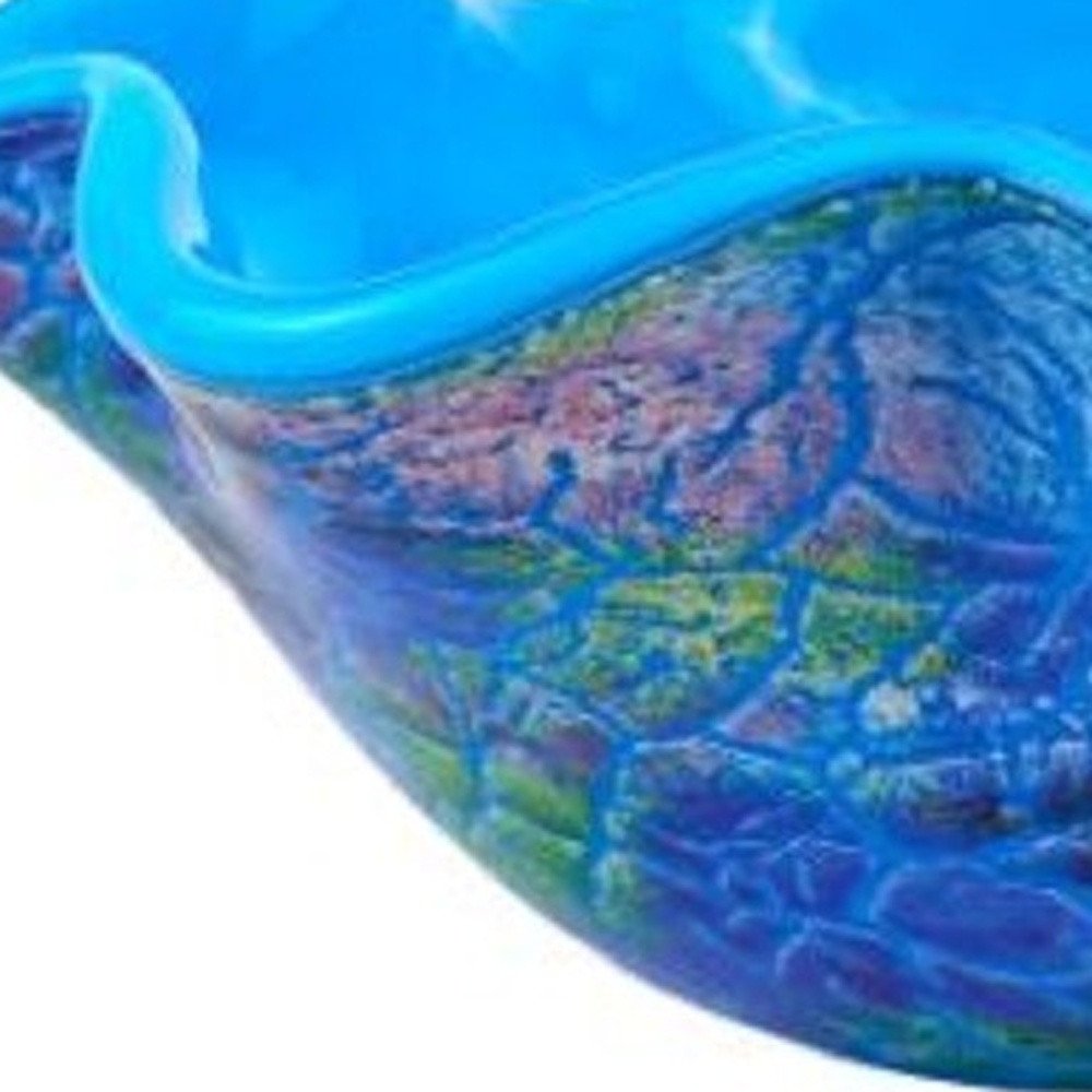 9" Modern Blue And Green Glass Centerpiece Bowl HomeRoots
