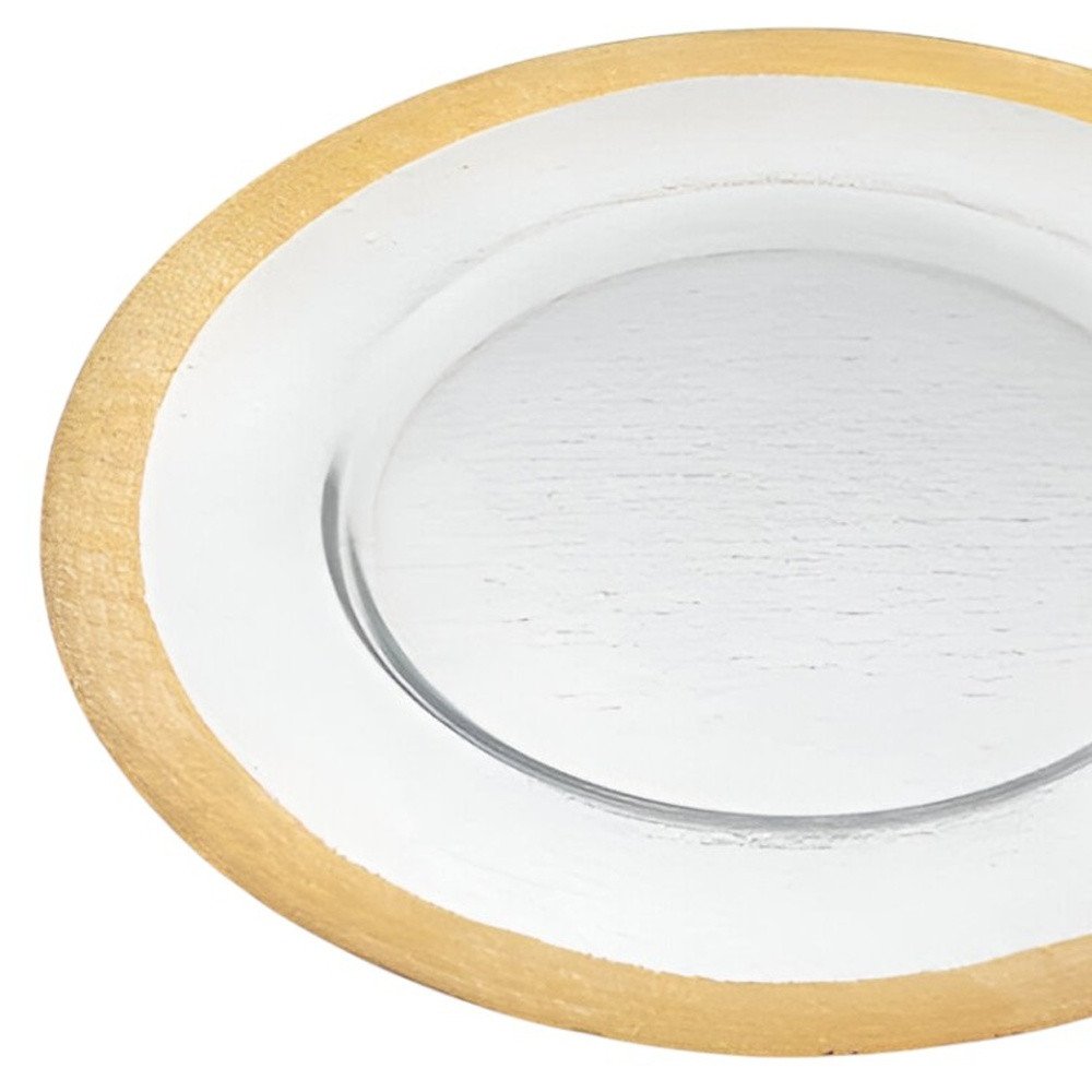 13" Clear And Gold Glass Charger Plate HomeRoots