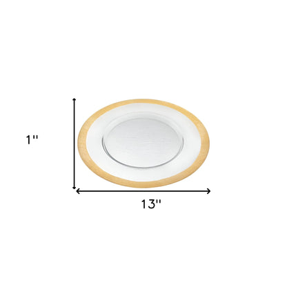 13" Clear And Gold Glass Charger Plate