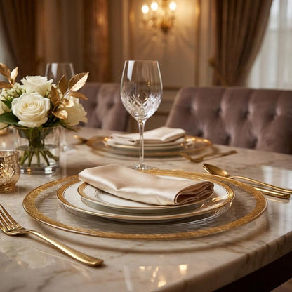 13" Clear And Gold Glass Charger Plate HomeRoots