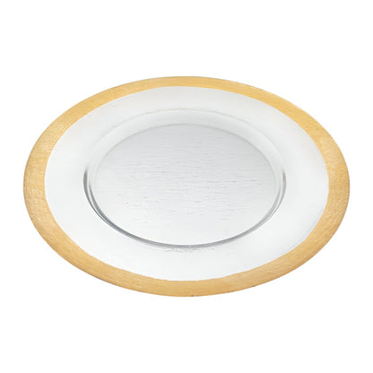 13" Clear And Gold Glass Charger Plate