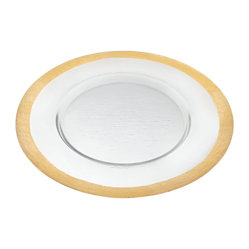13" Clear And Gold Glass Charger Plate HomeRoots