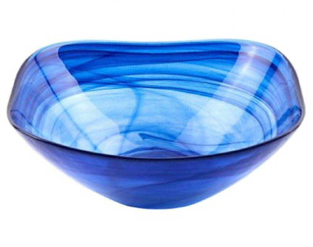 Set Of Two Modern Soft Square Blue Swirl Glass Bowls HomeRoots