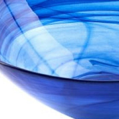 Set Of Two Modern Soft Square Blue Swirl Glass Bowls HomeRoots