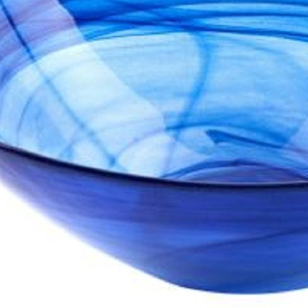 Set Of Two Modern Soft Square Blue Swirl Glass Bowls HomeRoots