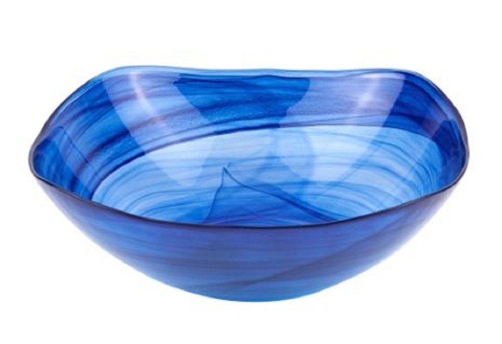 10" Modern Soft Square Blue Swirl Glass Bowl — view 1