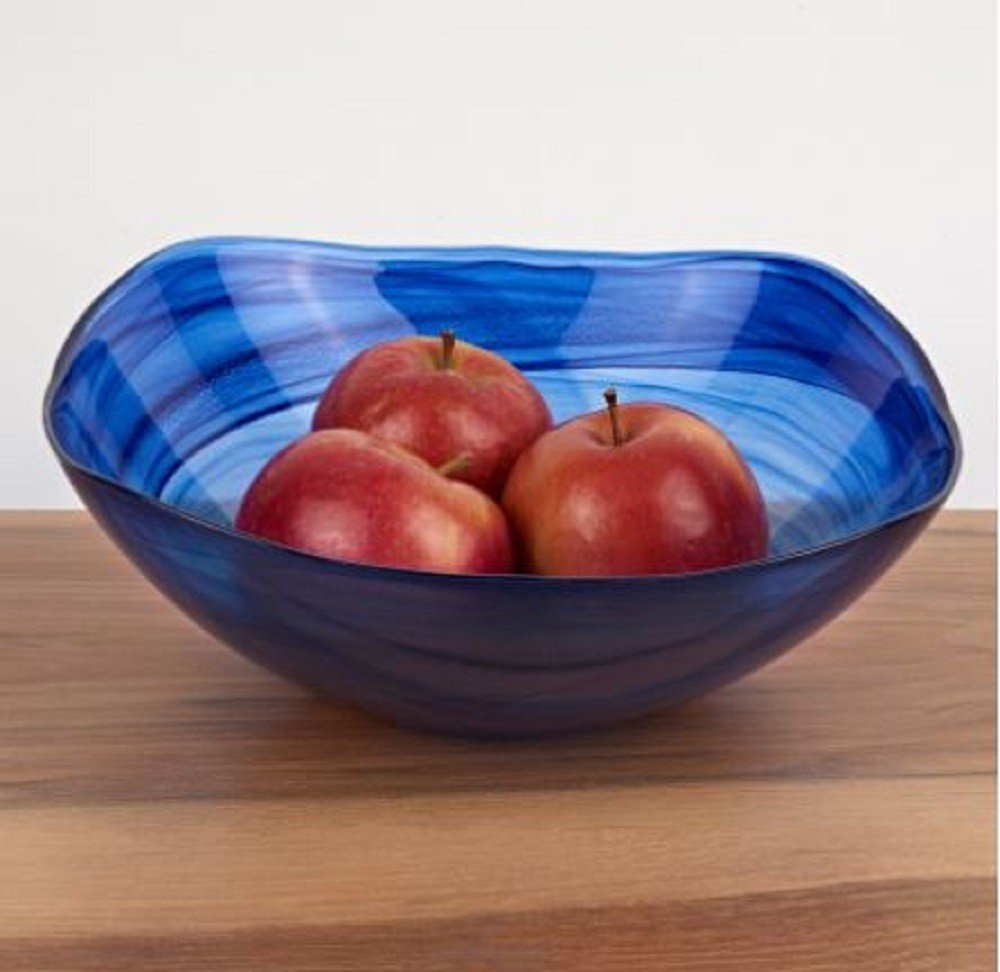 10" Modern Soft Square Blue Swirl Glass Bowl — view 2