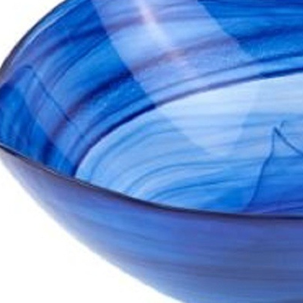 10" Modern Soft Square Blue Swirl Glass Bowl — view 4