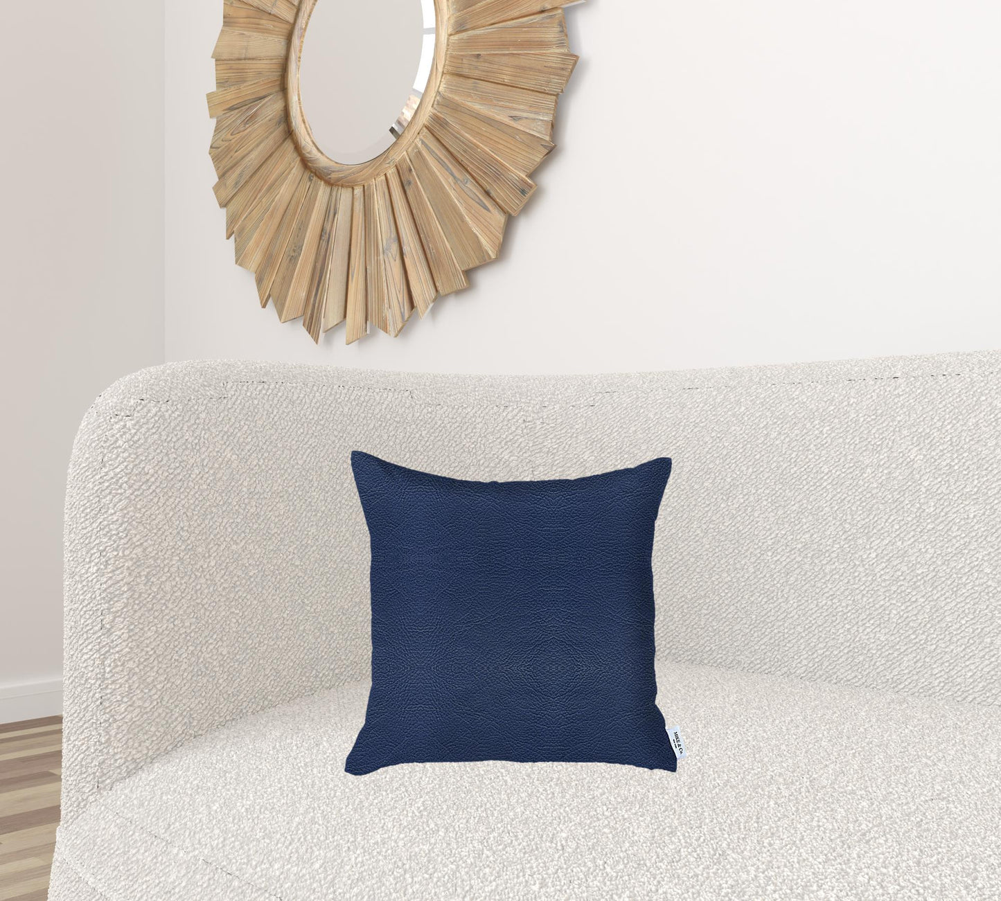 Solid Navy Blue Faux Leather Decorative Pillow Cover