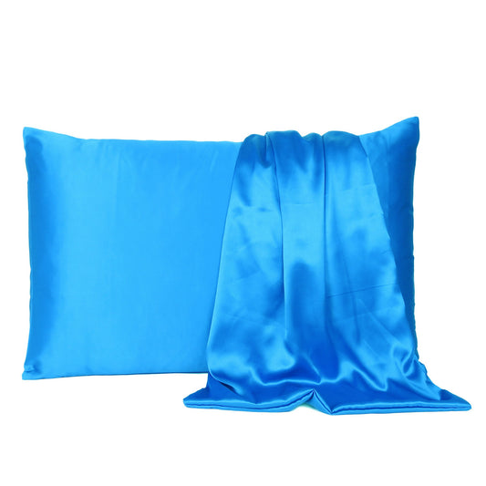 Bright Blue Dreamy Silky Satin King Size Pillowcase