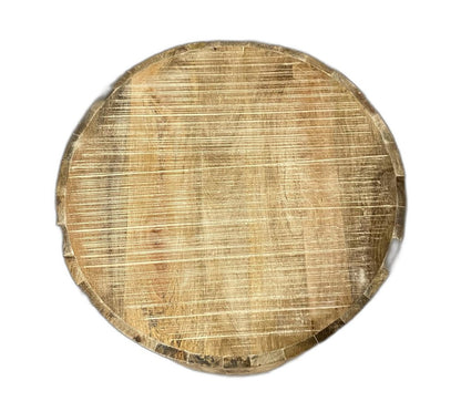 20" Natural Distressed Solid Wood Round Drum End Table HomeRoots