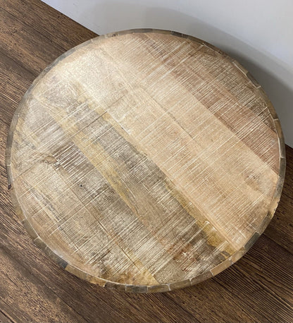 32" Brown Solid Wood Round Distressed Drum Coffee Table HomeRoots