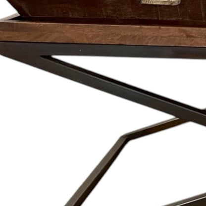 27" Brown And Black Solid Wood Cross Legs Coffee Table HomeRoots
