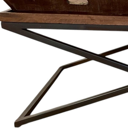 27" Brown And Black Solid Wood Cross Legs Coffee Table HomeRoots
