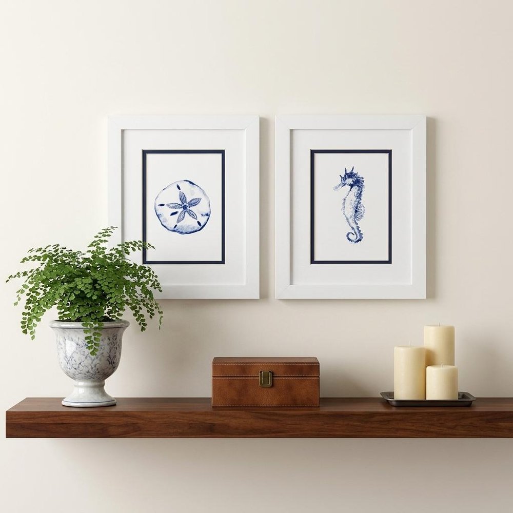 Set Of Two 11" x 9" Blue And White Beach Icons Wall Art — view 4