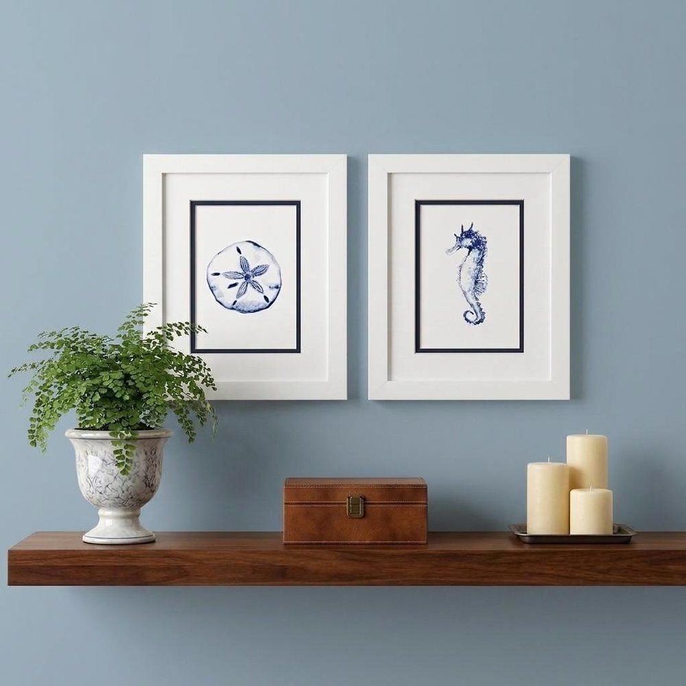 Set Of Two 11" x 9" Blue And White Beach Icons Wall Art — view 5
