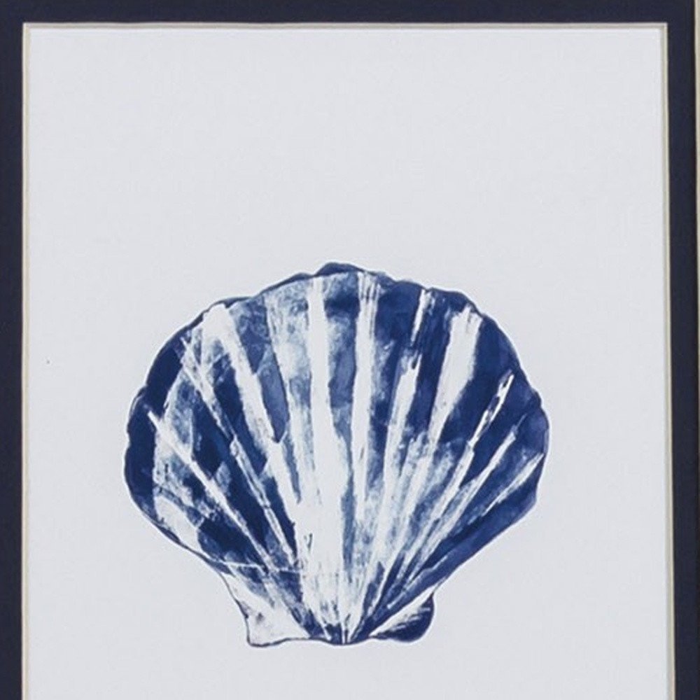 Set Of Two 11" x 9" Blue And White Seashell Wall Art — view 3