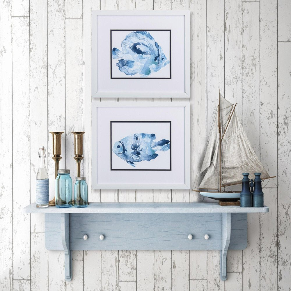 Set Of 2 Blue Watercolor Fish A Framed Art — view 2