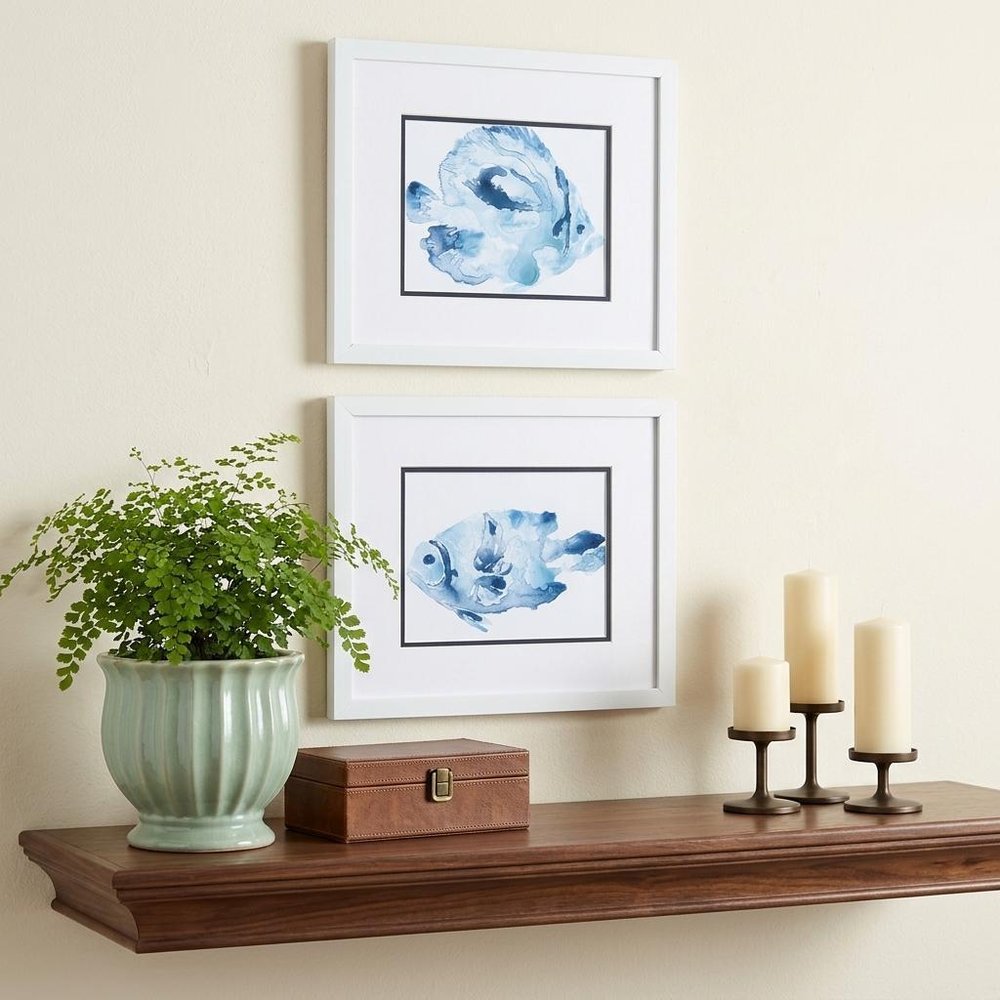 Set Of 2 Blue Watercolor Fish A Framed Art — view 5