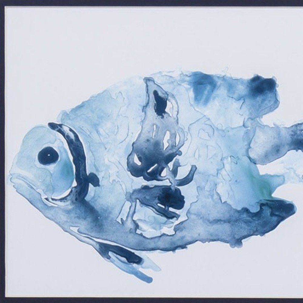Set Of 2 Blue Watercolor Fish A Framed Art — view 4